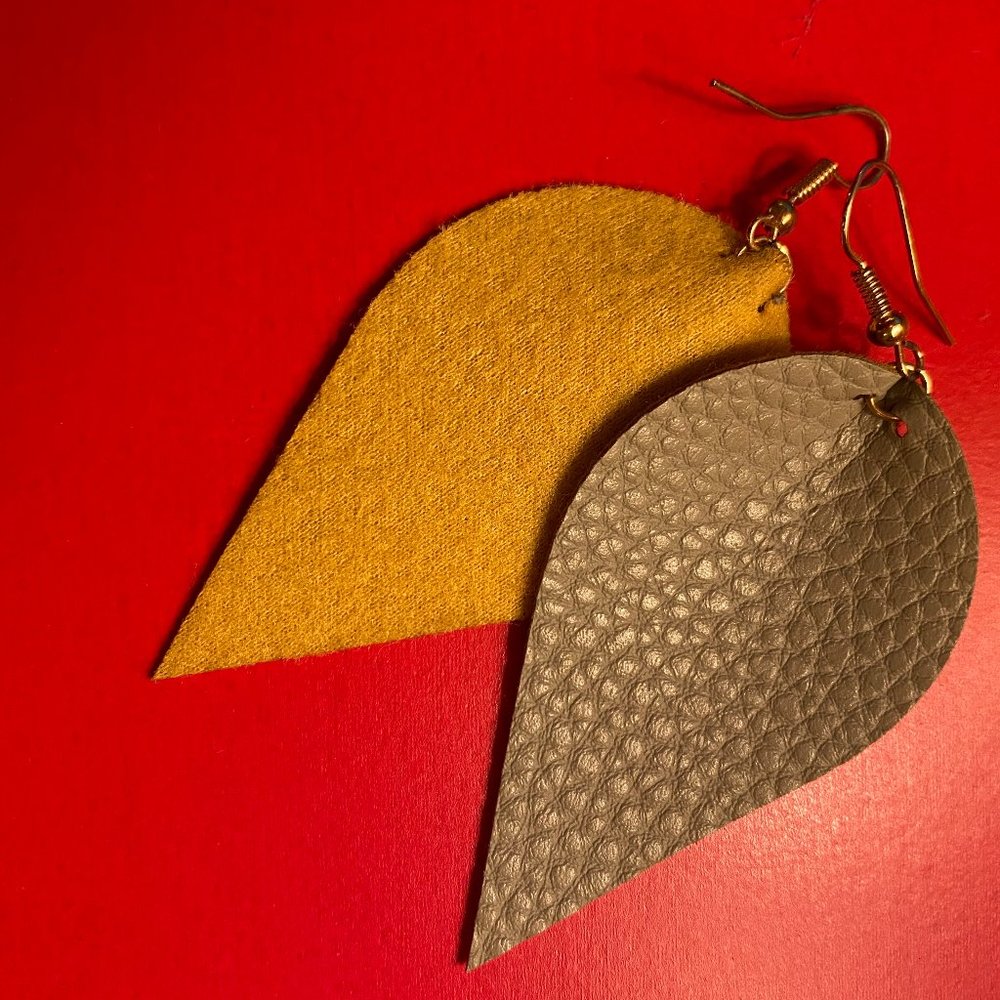 Eco-friendly Faux Leather Two-toned Earrings